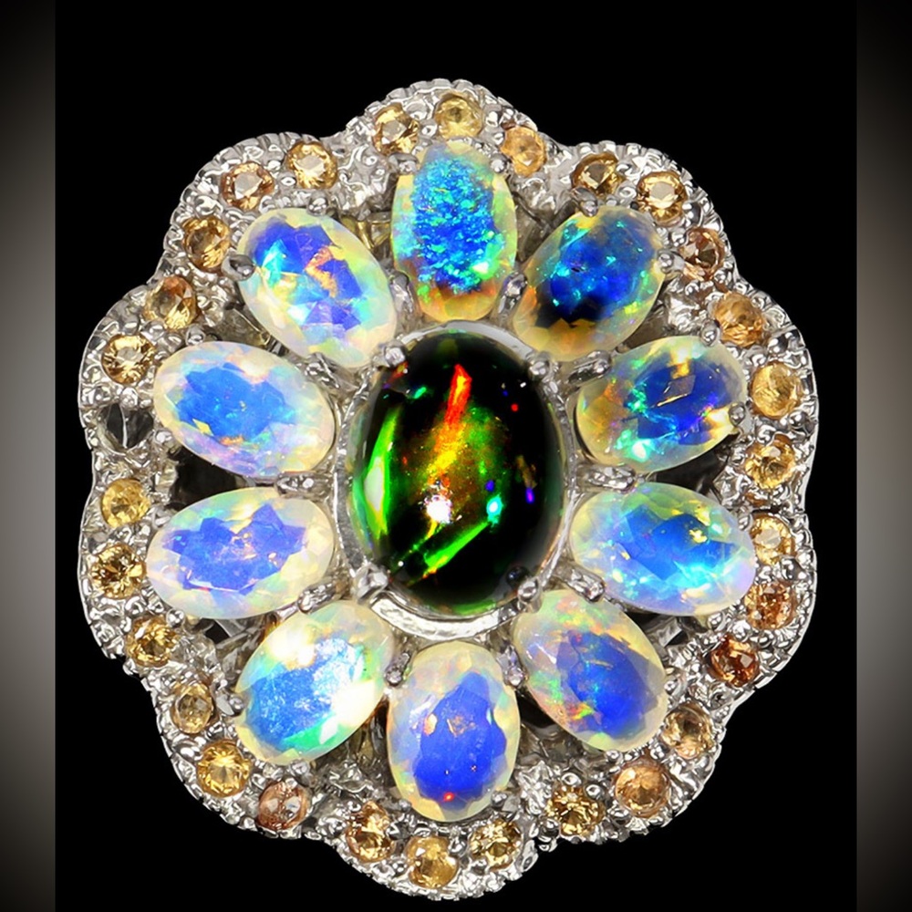 Regal Genuine Ethiopian Opal Sapphire Ring